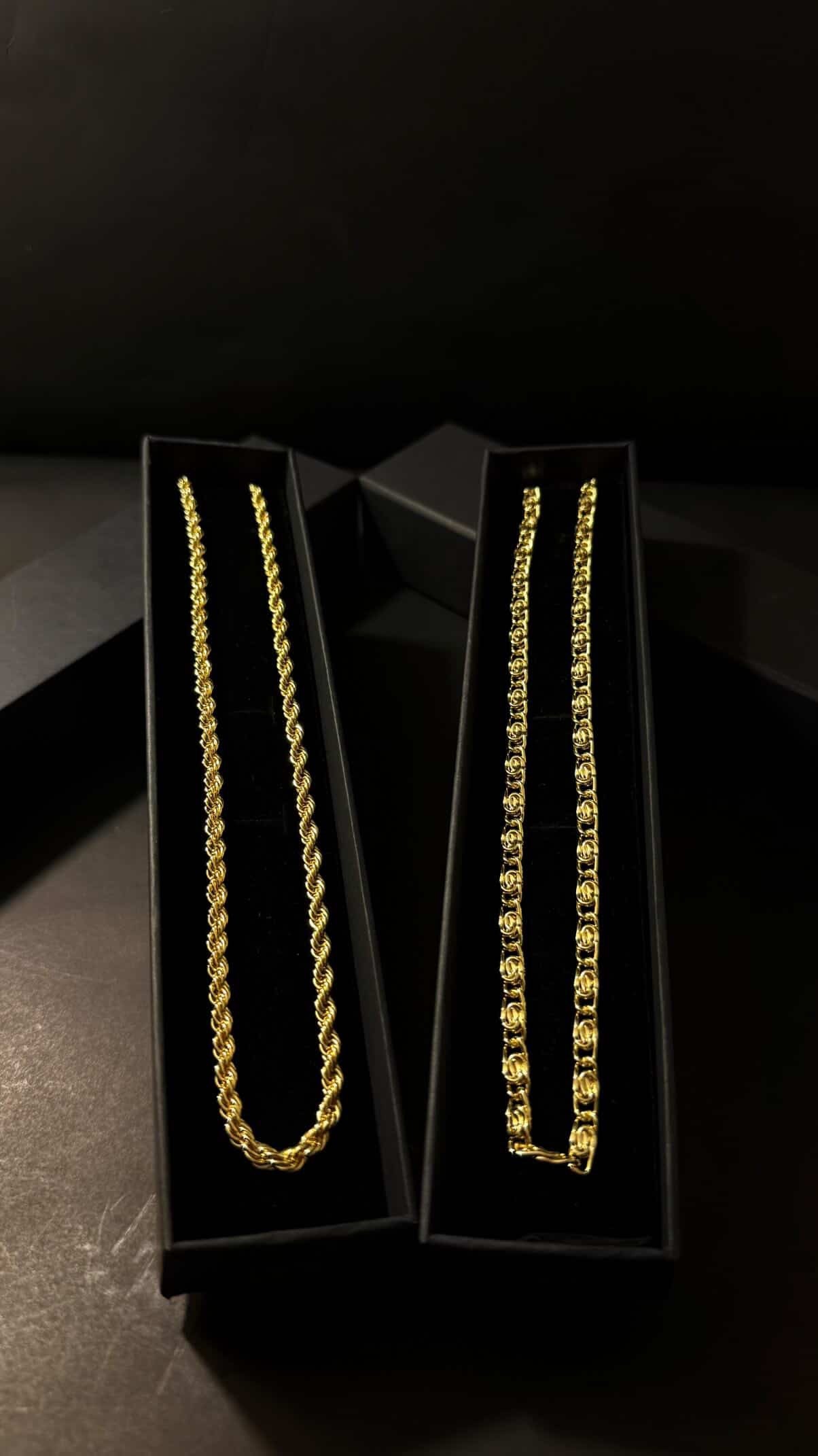 Cadenas de oro laminado en estuche premium